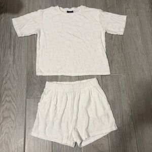 Girls/Women's Andy & Evan White Floral Terry Short Set - LARGE 12/14